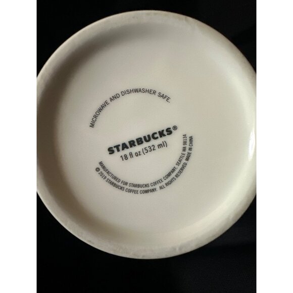 Starbucks 18 Oz Green Holiday Ceramic Mug oversized floral - Picture 2 of 5